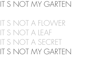 IT S NOT MY GARTEN  IT S NOT A FLOWER IT S NOT A LEAF IT S NOT A SECRET IT S NOT MY GARTEN